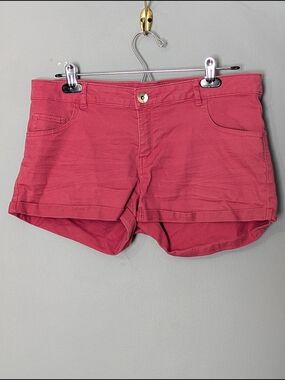 H&M Women’s Pink Casual Cotton Blend Shorts Low Rise Mini Retro Preppy